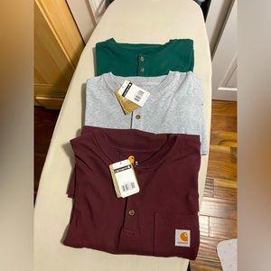 Assorted Bundle of (3) Carhartt Long Sleeve Henley T-Shirts